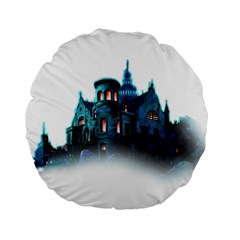 Blue Castle Halloween Horror Haunted House Standard 15  Premium Flano Round Cushions by Sarkoni