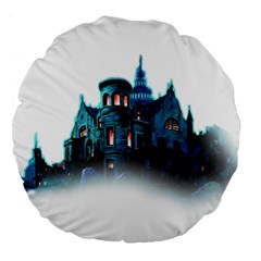 Blue Castle Halloween Horror Haunted House Large 18  Premium Flano Round Cushions by Sarkoni