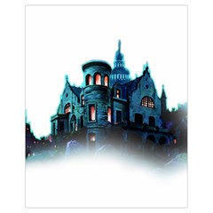 Blue Castle Halloween Horror Haunted House Drawstring Bag (small) by Sarkoni