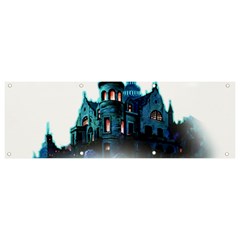 Blue Castle Halloween Horror Haunted House Banner And Sign 9  X 3  by Sarkoni