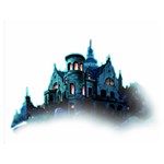 Blue Castle Halloween Horror Haunted House Premium Plush Fleece Blanket (Medium) 60 x50  Blanket Front