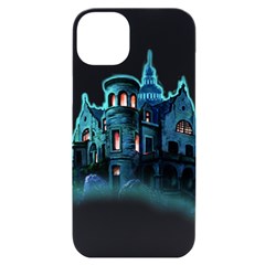 Blue Castle Halloween Horror Haunted House Iphone 14 Plus Black Uv Print Case by Sarkoni