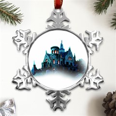 Blue Castle Halloween Horror Haunted House Metal Small Snowflake Ornament