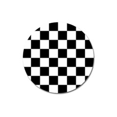 Black White Chess Board Magnet 3  (round) by Ndabl3x