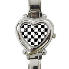 Black White Chess Board Heart Italian Charm Watch by Ndabl3x