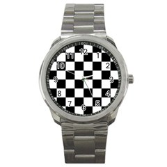 Black White Chess Board Sport Metal Watch by Ndabl3x