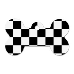 Black White Chess Board Dog Tag Bone (two Sides) by Ndabl3x