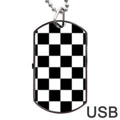 Black White Chess Board Dog Tag Usb Flash (one Side) by Ndabl3x