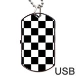 Black White Chess Board Dog Tag USB Flash (One Side) Front