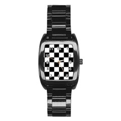 Black White Chess Board Stainless Steel Barrel Watch by Ndabl3x