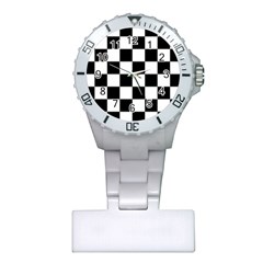 Black White Chess Board Plastic Nurses Watch by Ndabl3x