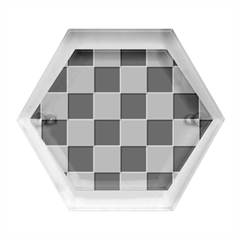 Black White Chess Board Hexagon Wood Jewelry Box by Ndabl3x