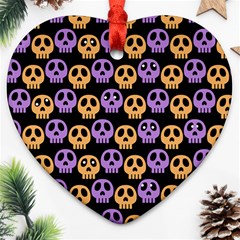 Halloween Skull Pattern Ornament (heart) by Ndabl3x