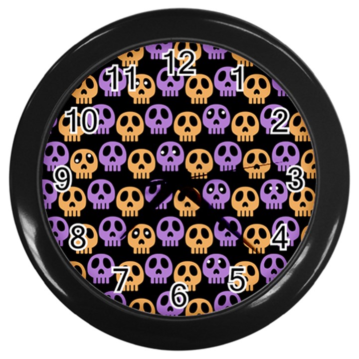 Halloween Skull Pattern Wall Clock (Black)