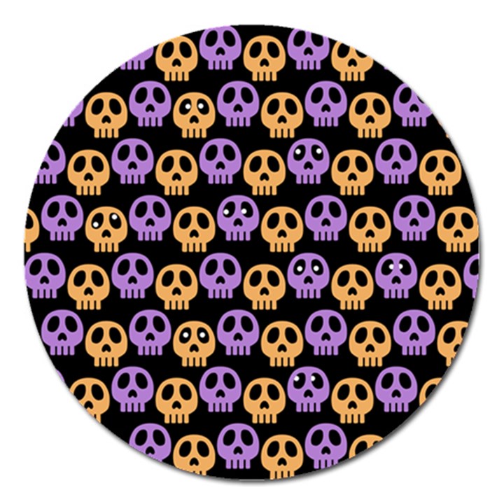 Halloween Skull Pattern Magnet 5  (Round)