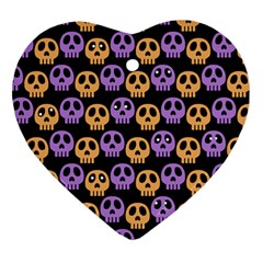 Halloween Skull Pattern Heart Ornament (two Sides) by Ndabl3x