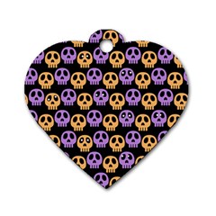 Halloween Skull Pattern Dog Tag Heart (one Side) by Ndabl3x