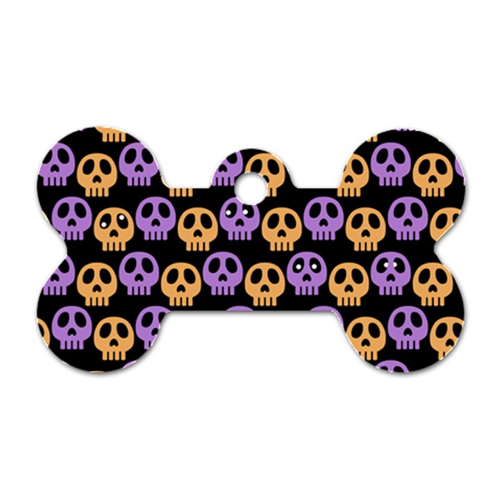 Halloween Skull Pattern Dog Tag Bone (One Side)