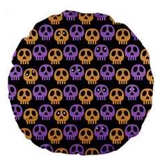 Halloween Skull Pattern Large 18  Premium Round Cushions by Ndabl3x