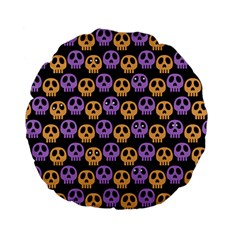 Halloween Skull Pattern Standard 15  Premium Flano Round Cushions by Ndabl3x