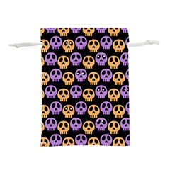 Halloween Skull Pattern Lightweight Drawstring Pouch (l) by Ndabl3x