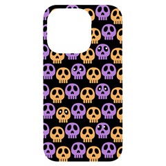 Halloween Skull Pattern Iphone 14 Pro Black Uv Print Case by Ndabl3x