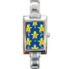 Blue Yellow October 31 Halloween Rectangle Italian Charm Watch by Ndabl3x