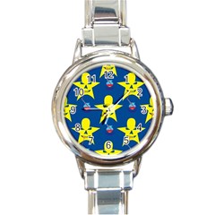 Blue Yellow October 31 Halloween Round Italian Charm Watch by Ndabl3x