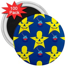 Blue Yellow October 31 Halloween 3  Magnets (100 Pack) by Ndabl3x