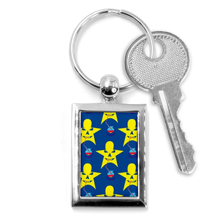 Blue Yellow October 31 Halloween Key Chain (Rectangle)