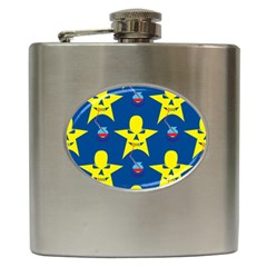 Blue Yellow October 31 Halloween Hip Flask (6 Oz) by Ndabl3x