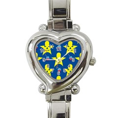 Blue Yellow October 31 Halloween Heart Italian Charm Watch by Ndabl3x