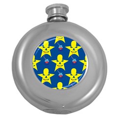 Blue Yellow October 31 Halloween Round Hip Flask (5 Oz) by Ndabl3x