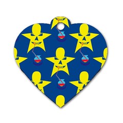 Blue Yellow October 31 Halloween Dog Tag Heart (one Side) by Ndabl3x