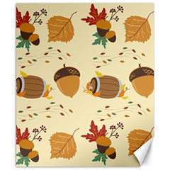 Leaves Foliage Acorns Barrel Canvas 8  X 10 