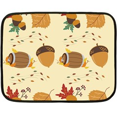 Leaves Foliage Acorns Barrel Fleece Blanket (mini) by Ndabl3x