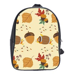 Leaves Foliage Acorns Barrel School Bag (large) by Ndabl3x