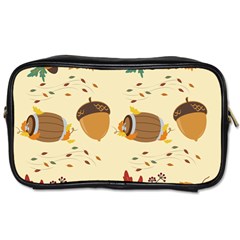 Leaves Foliage Acorns Barrel Toiletries Bag (one Side) by Ndabl3x