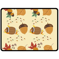 Leaves Foliage Acorns Barrel Fleece Blanket (large) by Ndabl3x