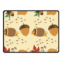 Leaves Foliage Acorns Barrel Fleece Blanket (small) by Ndabl3x