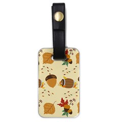 Leaves Foliage Acorns Barrel Luggage Tag (one Side) by Ndabl3x