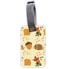 Leaves Foliage Acorns Barrel Luggage Tag (two Sides) by Ndabl3x