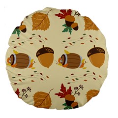 Leaves Foliage Acorns Barrel Large 18  Premium Round Cushions by Ndabl3x