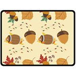 Leaves Foliage Acorns Barrel Two Sides Fleece Blanket (Large) 80 x60  Blanket Front