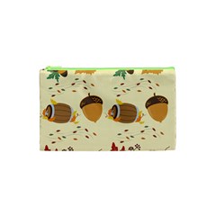 Leaves Foliage Acorns Barrel Cosmetic Bag (xs)