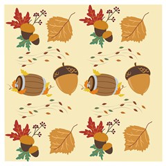 Leaves Foliage Acorns Barrel Wooden Puzzle Square by Ndabl3x