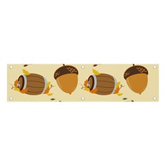 Leaves Foliage Acorns Barrel Banner And Sign 4  X 1  by Ndabl3x