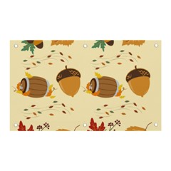 Leaves Foliage Acorns Barrel Banner And Sign 5  X 3  by Ndabl3x