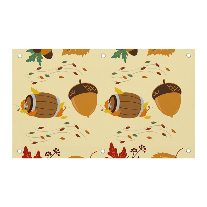 Leaves Foliage Acorns Barrel Banner and Sign 5  x 3 