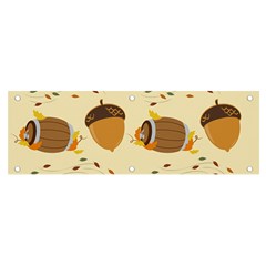 Leaves Foliage Acorns Barrel Banner And Sign 6  X 2  by Ndabl3x